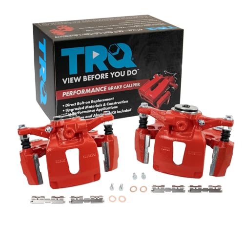 TRQ Performance Rear Driver and Passenger Side Brake Caliper Set Hardware Compatible with 15-17 Ford F-150 with Power Parking Brake 18 F-150 V6 2.7L 18 F-150 V6 3.3L by TRQ - Used condition - US$58.08