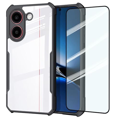 Guizzcg Xiao Mi Poco X8 Pro 5G �p�P�[�X �����^ �y�ʃJ�o�[ �\�t�gTPU�o���p�[ + �A�N���� �N���A�o�b�N �~���^���[�O���[�h �G�A�o�b�O �ϐk �����ی� +[1�K���X�t�B����],�u���b�N