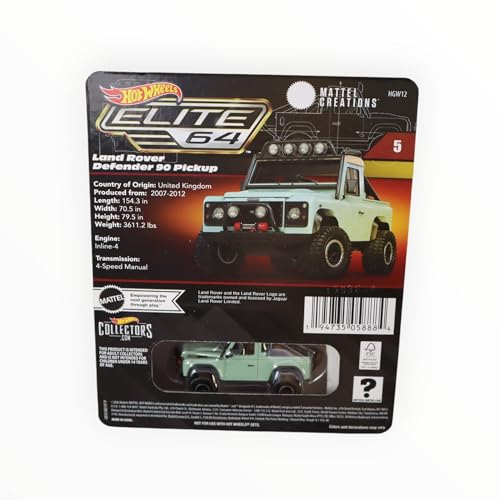 Hot Wheels Land Rover Defender '90 Pickup Elite 64 miniatura 2
