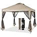 CROWN SHADES Gazebo 10x10 Pop Up Canopy with Mosquito Netting, Screen Tent with 4 Ropes, 8 Stakes, 4 Sandbags and Wheeled Storage Bag, Canopy for Patio & Backyard, Beige