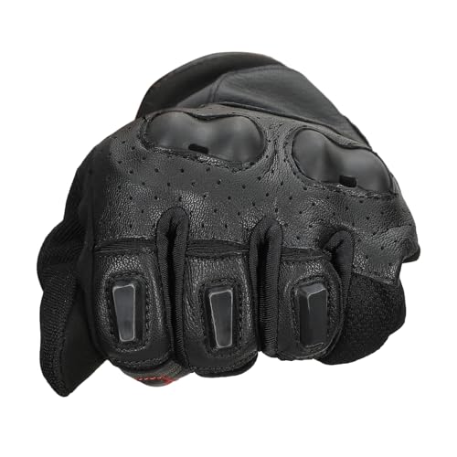Image of Royal Enfield PHOENIX GLOVES | Leather & Microsuede Hybrid | TPR Knuckle Protection | Perforated Ventilation | Touchscreen Ready | Reinforced Palm Grip | Neoprene Anti-Chafing Cuff BLACK S