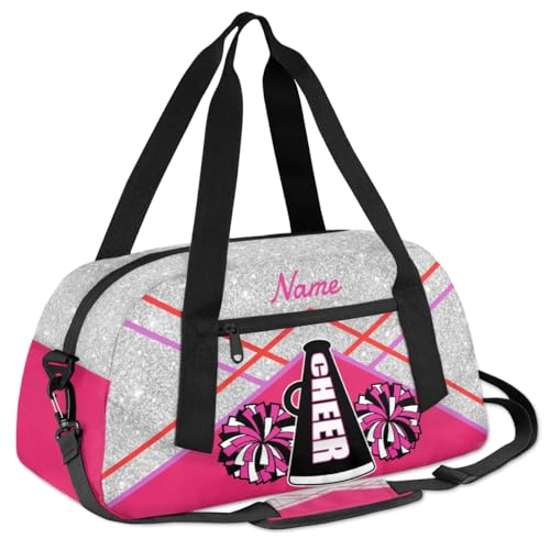 Personalized Pink Glitter Cheerleading Bag Girls Dance Bag Customized with Name Sports Duffel Bag Kids Travel Tote Bag Cheerleader Gifts3
