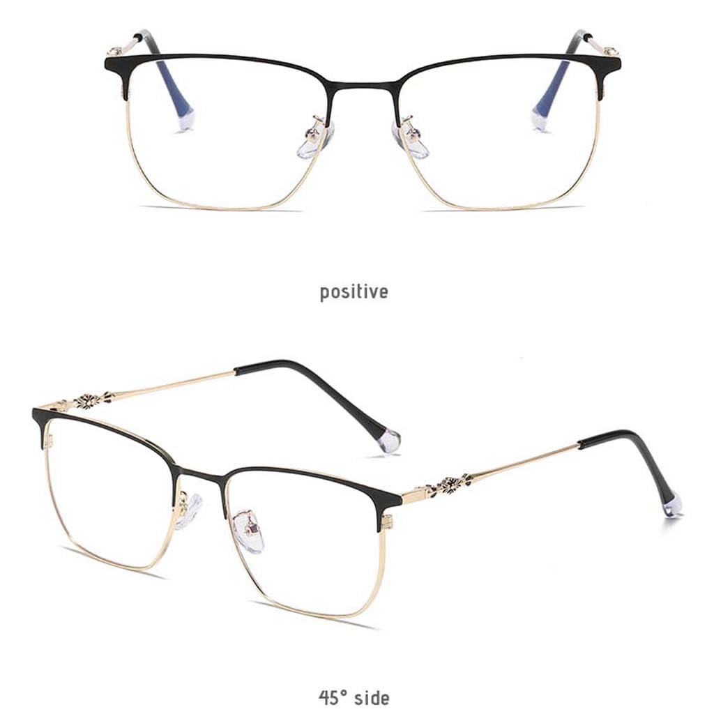 WZX Gafas de Lectura con Montura Grande para Hombre, Gafas de Lectura con luz antiazul, Gafas ópticas rectangulares de Metal semisin Marco con bisagras de Resorte