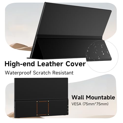 Image of memzuoix 15.6 inch 60hz FHD 1080p Portable Monitor with Black Smart Cover and 2 Built-in Speakers, for Laptop PC Mac Phone Xbox PS4 /PS5