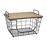 Gourmet Basics by Mikasa Madam - Cesta rectangular con tapa de acacia, color negro