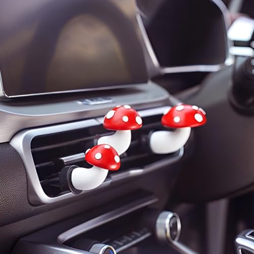 Image of Mushroom Car Air Vent Freshener Clip, Cute Car Vent Decoration, Funny Mushroom Decor Ornament, Universal Car Interior Accessories for Women