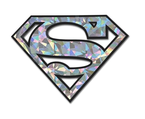 Image of Elektroplate Superman Logo Reflective Car Decal Silver 3.85 inch | Officially Licensed DC Comics - Weatherproof Automotive Grade Sticker - Water Bottle, Laptop & More - Made in the USA