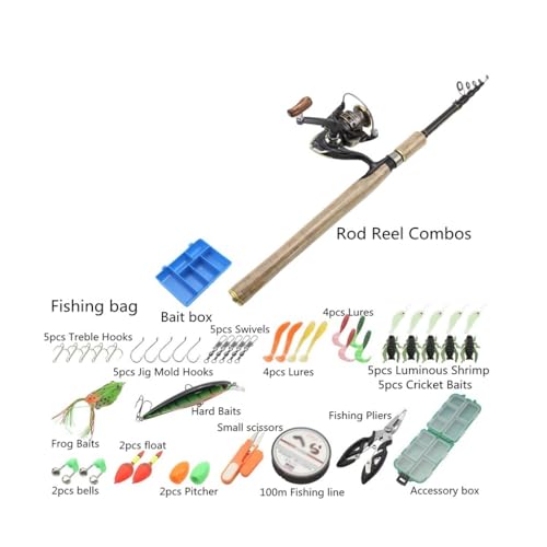 Matériel de pêche combiné avec manche en bois noble et roue rotative - 2