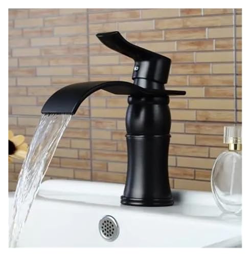 Robinet cascade noir pour vasque de salle de bain mitigeur eau chaude et froide fini bronze huilé