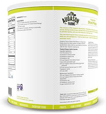 Augason Farms Freeze Dried Diced Mango 9.52 oz No. 10 Can