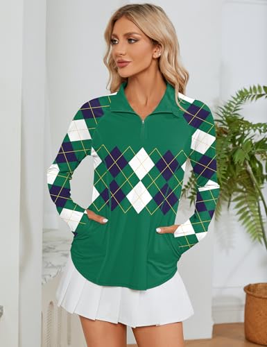 Image of LOMON Women Long Sleeve Shirts Sun Protection 1 /4 Zip Summer Quick Dry Hiking Shirts Quarter Zip Pullover for Women
