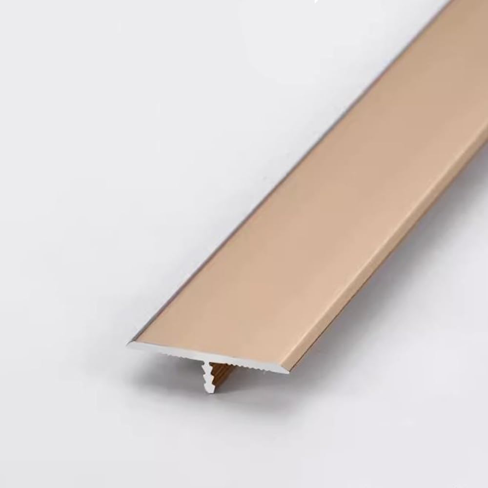 35.4" Metal Flooring Transition Strip, 90cm Flat Divider Strips, T Molding Gap Connecting Strips, Doorway Edge Trim Joining Strip(Gold,W 33mm)
