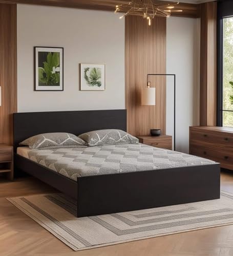 Image of Mintwud Pepperfry Solid Engineered Wood Persia King Size Bed Without Storage | Space Saving Wooden Palang Furniture | Suitable for Living Room, Bedroom, Hotel (Wenge Finish)