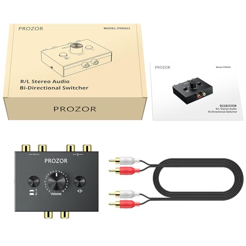 PROZOR RCA Audio Switcher 2(1)-In-1(2)-Out Bidirectional RCA Speaker Switch Box with Volume Control Mute Button and No External Power Required - Image 7