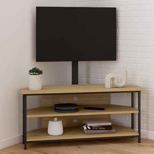 IDMarket - Meuble TV 100 cm d'angle Detroit avec étagères et Support TV réglable de 32 à 70 Pouces Design Industriel – vue 2