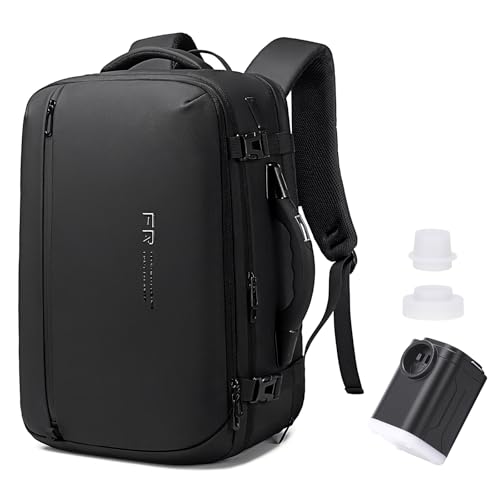 FENRUIEN Vacuum Travel Backpack with Digital Scale Handle, Expandable 60L Air Compression System with Pump, Airline Approved Carry-On Fits 17.3" Laptop