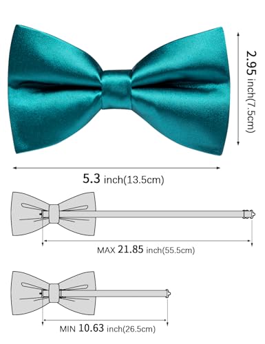 Image of Solid Color Bow Ties for Men Silk Pre-tied Tuxedo Bowtie Set 4PCS