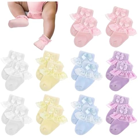 Twistover 10 Pairs Preemie Socks Preemie Ruffle Socks Preemie Lace Ruffle Socks Preemie Cotton Socks for Preemie Girls Boys Cover