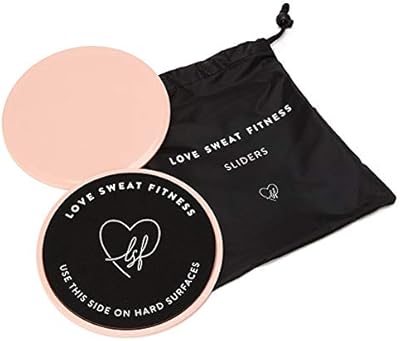 Love Sweat Fitness Exercise Slider Discs for Core Strength | Dual Sided for Soft and Hard Surfaces | 2 Pieces + Carry Bag