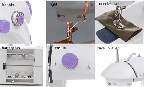 Naaimachine Mini Draagbaar Huishoudelijk Nachtlampje Voetpedaal Rechte Lijn Handtafel Twee Draadkit Elektrisch - Image 8