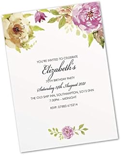 18th 21st 30th 40th 50th 60th 70th 80th 90th birthday party invitations for women for men cards invites. Personalised, 10 Pack