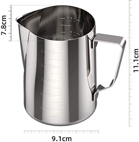 Stainless Steel Milk Frothing Pitcher, 20 ounce (600 ml), Barista Tool, Frother Jug for Espresso Machine Coffee Cappuccino Latte Art - Thumbnail 7