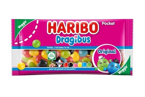 HARIBO - Dragibus Pocket - Bonbons Sans Colorants Artificiels & Sans Gélatine - 24 Mini Sachets De 50 g