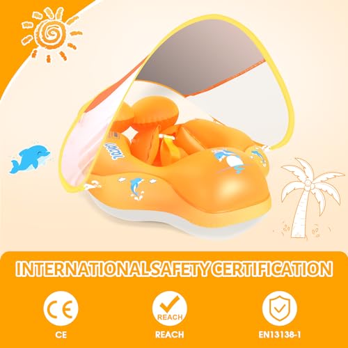 image for LAYCOL Baby Swimming Float with UPF50+ Sun Canopy Baby Floats for Pool