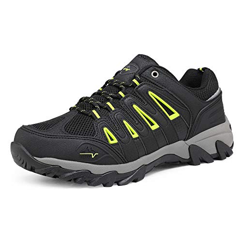 Nortiv 8 Men's Waterproof Hiking Shoes Low Top Lightweight Outdoor Trekking Camping Trail Hiking Shoes Black Dark Grey Green Size 10.5 M Us Quest-2 #TOP15