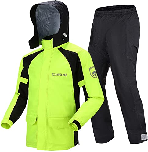 LGESR Fahrrad-Regenjacke, Regenjacke Und Hosenanzug, Atmungsaktive, Reflektierende, wasserdichte Jacke for Männer Und Frauen, Outdoor-Fahrradponchos (Color : Green Thicker, Size : L) Cover