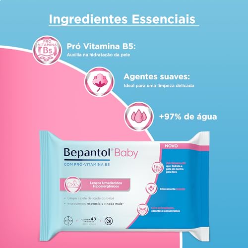 Bepantol Baby Lenço Umedecido Ideal para a Pele do Bebê, Fórmula Hidratante com Pró-Vitamina B5, Hip