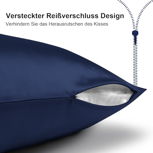 Ravmix Seidenkissenbezug 40x80 Maulbeerseide, für Haar & Haut, Marineblau – Ansicht 6