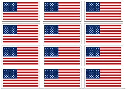 Sheet of 12 Small USA Flag Stickers (1 x 2 inch Football Helmet Scrapbooking American us Laptop Cell Phone) image 5
