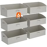 Lifewit Extra Large Trapezoid Closet Storage Bins for Shelf, 6 Packs Non-woven Closet Organizer Baskets with Handles, Foldable Clothes Containers Boxes for Clothing, Book, Purse, 23L, Light Gray