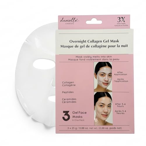 DANIELLE CREATIONS Overnight Collagen Gel Mask Pink – 3 Pack Hydrating Face Masks for Dry Skin, Sleeping Gel Mask with Collagen for Moisture, Glow, Soft Skin Care at Home