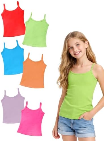 BODYCARE Girl's 100% Cotton Vest Regular Fit Camisole (Pack of 6)