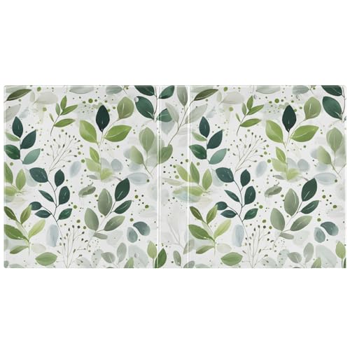 Image of 3 Ring Binder Eucalyptus Green Leavves Tropical Plant 1.5 inch Binders Three Ring Binders with Clipboard Fit 8.5'' x 11'' Paper 3 Interior PVC Clear Pockets for Office Supplies