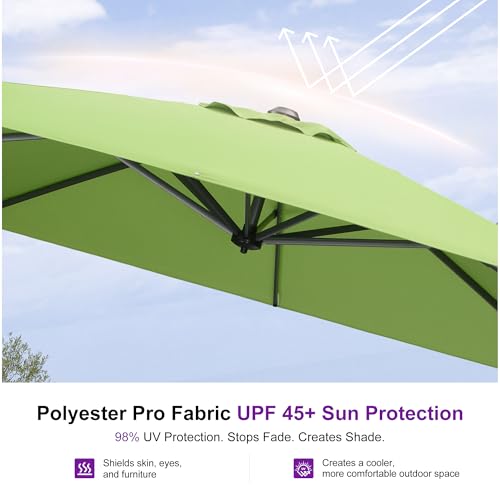 Image of PURPLE LEAF Outdoor Umbrella with Base 8' x 8' Sun Protection Apple Green