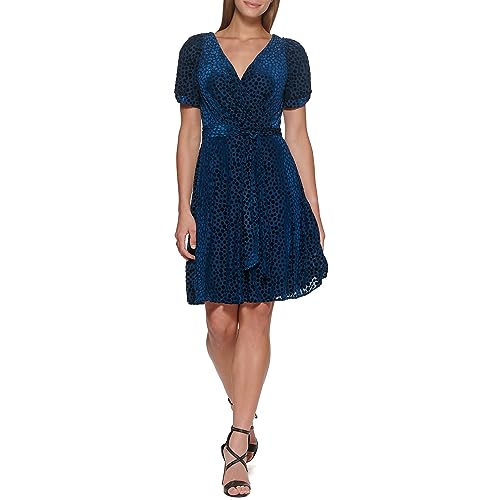 Image of DKNY Womens Sleeveless Faux Wrap Midi Dress