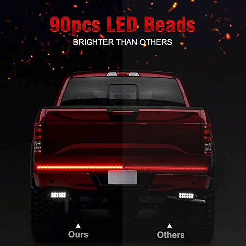 Mihaz 60'' Truck Tailgate Light Bar, 5 Function 90 Red/White Led Brake Light Strip Single Row For Turn Signal, Brake, Reverse Light, Ip67 Waterproof Rating #TOP5