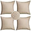 Demetex outdoor throw pillows 18×18 waterproof square pillow covers decorative pillowcase for patio couch bedroom set of 4 18 x 18 inch beige  urban country home decor