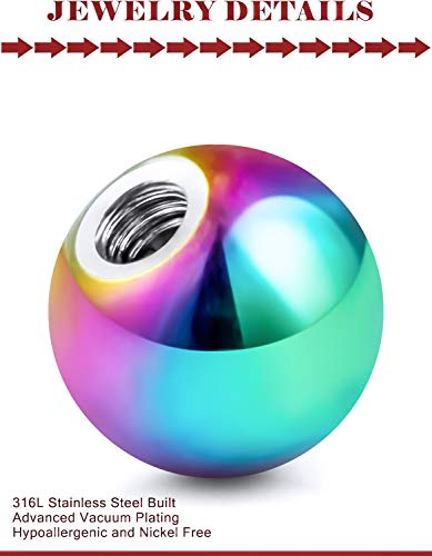 Prjndjw 48Pcs 16G 5Mm Stainless Steel & Glitter Acrylic & Clear Acrylic & Pearl Replacement Balls Body Jewelry Piercing Barbell Parts Balls For Women Men Silver-Tone Black Rose Gold #TOP5