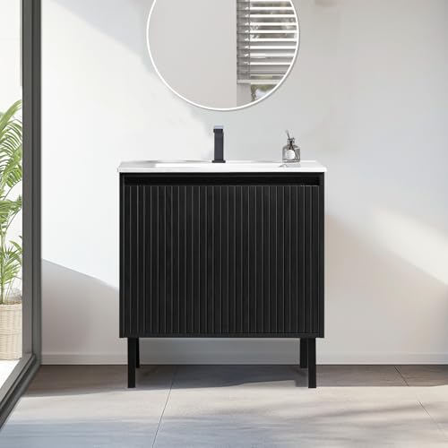 JINDOLI 30 Inch Bathroom Vanity with Sink, Modern Design for