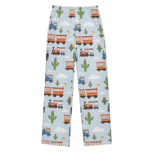 Pajama Pants Lounge Sleep PJ Bottoms Sleepwear Elastic Waist Drawstring S Cactus Train Cloud