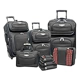 Travel Select Amsterdam Expandable Rolling Upright Luggage, Gray, 8-Piece Set