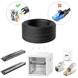 deleyCON 30m CAT6 Outdoor Kabel Instalacyjny Sieciowy 1000 Mbit GIGABIT - Miedź (CU) Sztywny Kabel Instalacyjny LAN Ethernet Przewód Danych do Zastosowań Zewnętrznych Odporny na Warunki Atmosferyczne