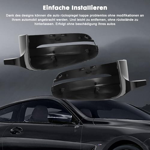 Spiegelkappen, Auto Rückspiegel Kappe Glänzend Schwarz Kompatibel mit BMW G20 G21 G28 G22 G23 G30 G38 G11 G12 G15 G16 Nur Modell mit linkem Ruder (1 Paar)