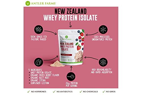 Antler Farms - 100% Grass Fed New Zealand Whey Protein Isolate, Mixed Berry Flavor, 30 Servings, 2 lbs - Delicious, Cold Processed, Rapidly Absorbed, Keto Friendly, NO-Hormones, NO-GMOs - Image 8