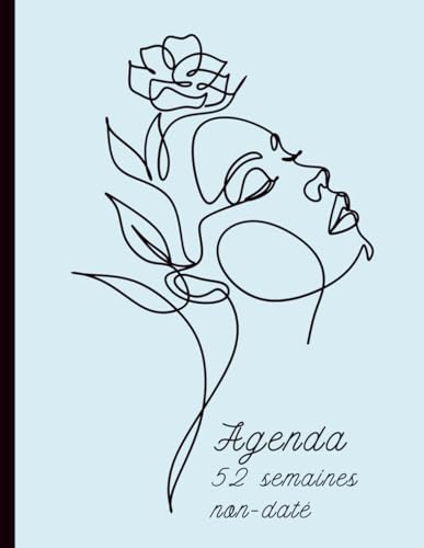Agenda non date: 52 semaines | Planner hebdomadaire elegant et minimaliste pour organisation personnelle