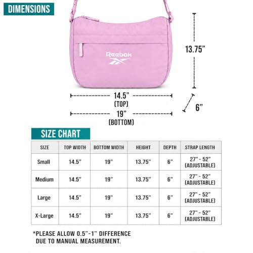 Image of Reebok Womens Crossbody Bag - Lightweight Stylish Nylon Quilted and Non-Quilted Everyday Crossbody Sling Bags for Women